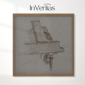Vintage Piano Sketch | Dark Academia Decor | PRINTABLE | No. 379