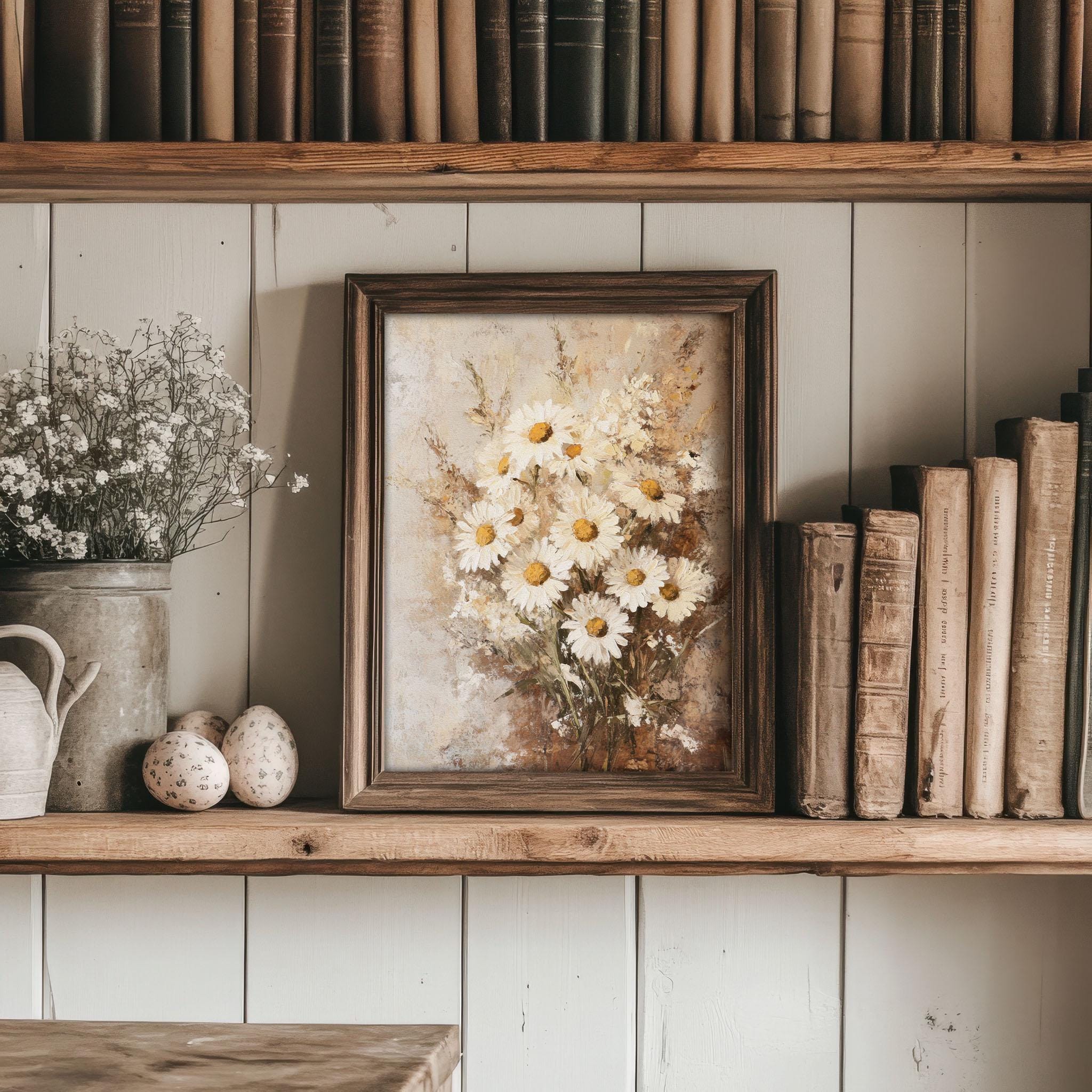 Muted Daisy Print Vintage Style Flower Wall Art | Cottage Spring Decor | PRINTABLE | No. 782