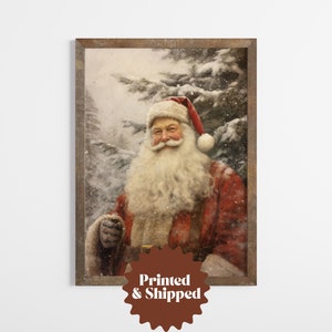 Vintage Santa Claus Painting | Cozy Cottage Christmas Decor | PRINTED AND SHIPPED | No. A232