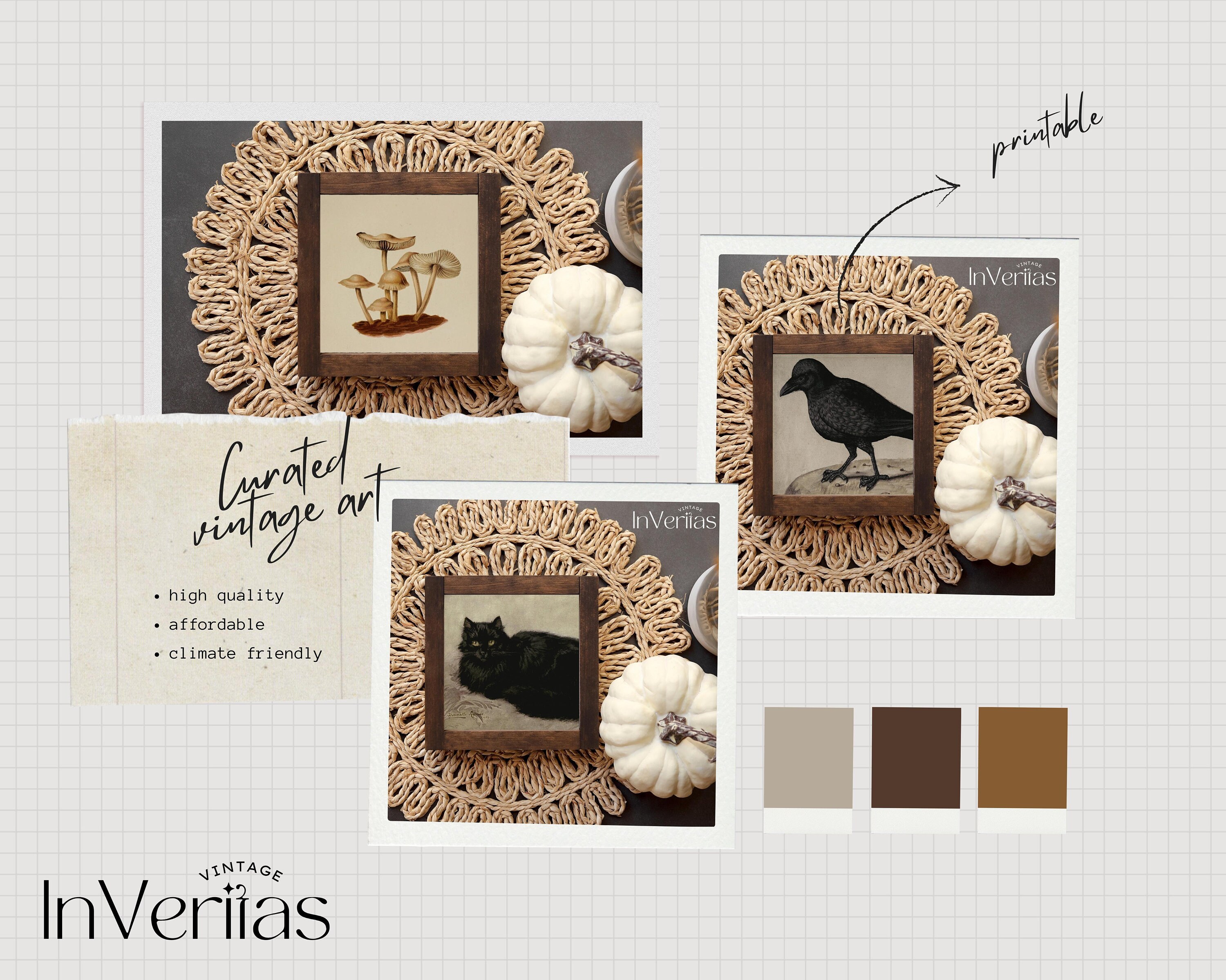 Witchy Farmhouse Halloween Gallery Wall | Set of 9 Small Vintage Prints ...