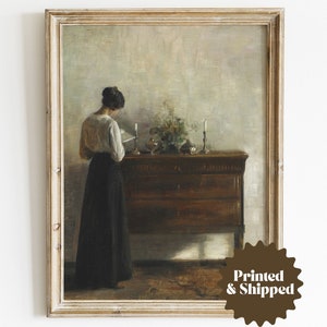Victorian Woman Reading Vintage Painting | Antique Decor | PRINTED AND SHIPPED | No. A016
