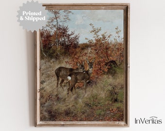 Rustic Fall Painting | Roe Deer in Autumn | PRINTED AND SHIPPED | No. A145