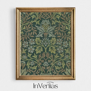 Green Tapestry Wall Art | Vintage Textile Print | Modern Farmhouse Style | PRINTABLE No. 25