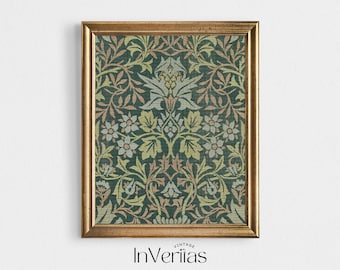 Green Tapestry Wall Art | Vintage Textile Print | Modern Farmhouse Style | PRINTABLE No. 25
