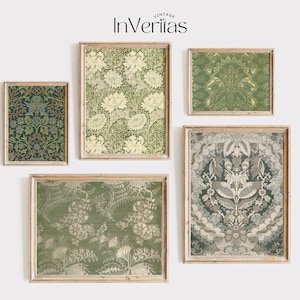 Green Textiles Gallery Wall Set | Vintage Textile Art Print Bundle | PRINTABLE | No. 104