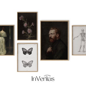 Dark Academia Gallery Wall | Set of 5 Prints | Moody Decor | PRINTABLE | No. 220