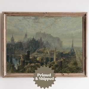 Moody Edinburgh Painting | Vintage Dark Academia Decor | PRINTED AND SHIPPED | No. A033