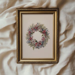 Christmas Wreath Vintage Drawing | Festive Holiday Decor | PRINTABLE | No. 601