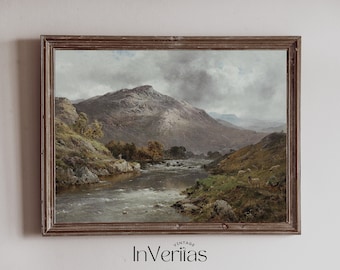 Scottish Highlands Moody Vintage Painting | Country Decor | PRINTABLE | No. 473