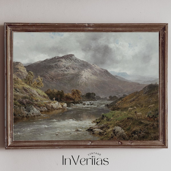 Scottish Highlands Moody Vintage Painting | Country Decor | PRINTABLE | No. 473