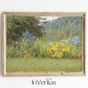 English Flower Garden Vintage Painting | Cottagecore Decor | PRINTABLE | No. 486