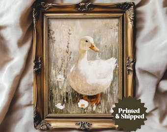 Muted Duck in Spring Print Soft Color Vintage Style Wall Art | Cozy Cottage Spring Decor | PRINTED AND SHIPPED | No. A420