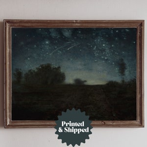 Celestial Starry Night Vintage Painting | Dark Academia Decor | PRINTED AND SHIPPED | No. A003