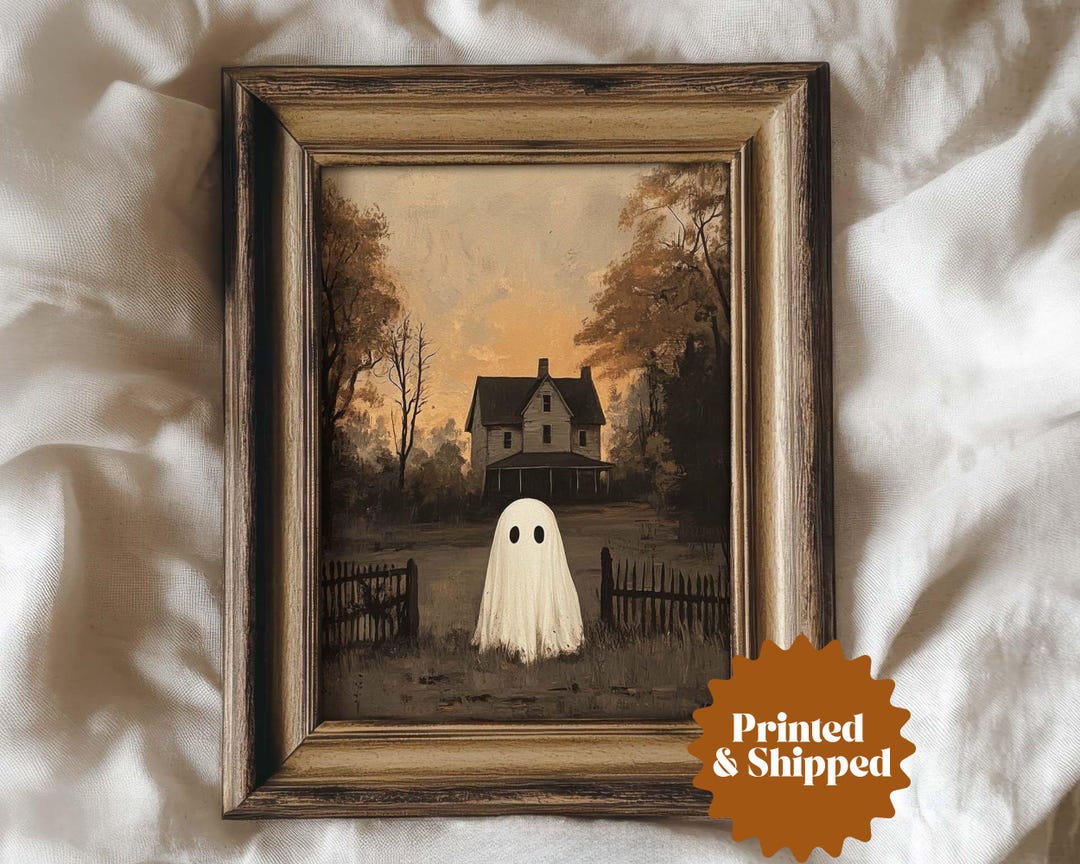 Moody Ghost Print Halloween Wall Art | Spooky Vintage Decor Cottage ...