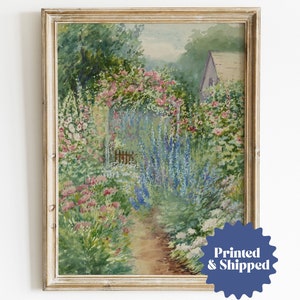 Summer Garden Vintage Print | Antique Flower Garden Painting | Cottagecore Decor | PRINTED AND SHIPPED | No. A001