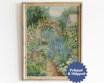 Summer Garden Vintage Print | Antique Flower Garden Painting | Cottagecore Decor | PRINTED AND SHIPPED | No. A001