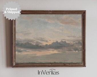 Sunset Sky and Clouds Vintage Painting | Moody Decor | PRINTED AND SHIPPED | No. A105