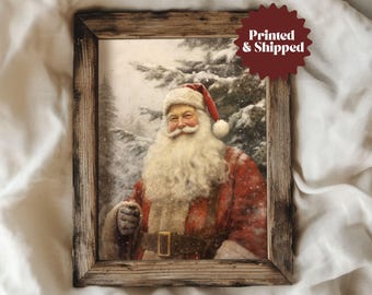 Vintage Santa Claus Painting | Cozy Cottage Christmas Decor | PRINTED AND SHIPPED | No. A232