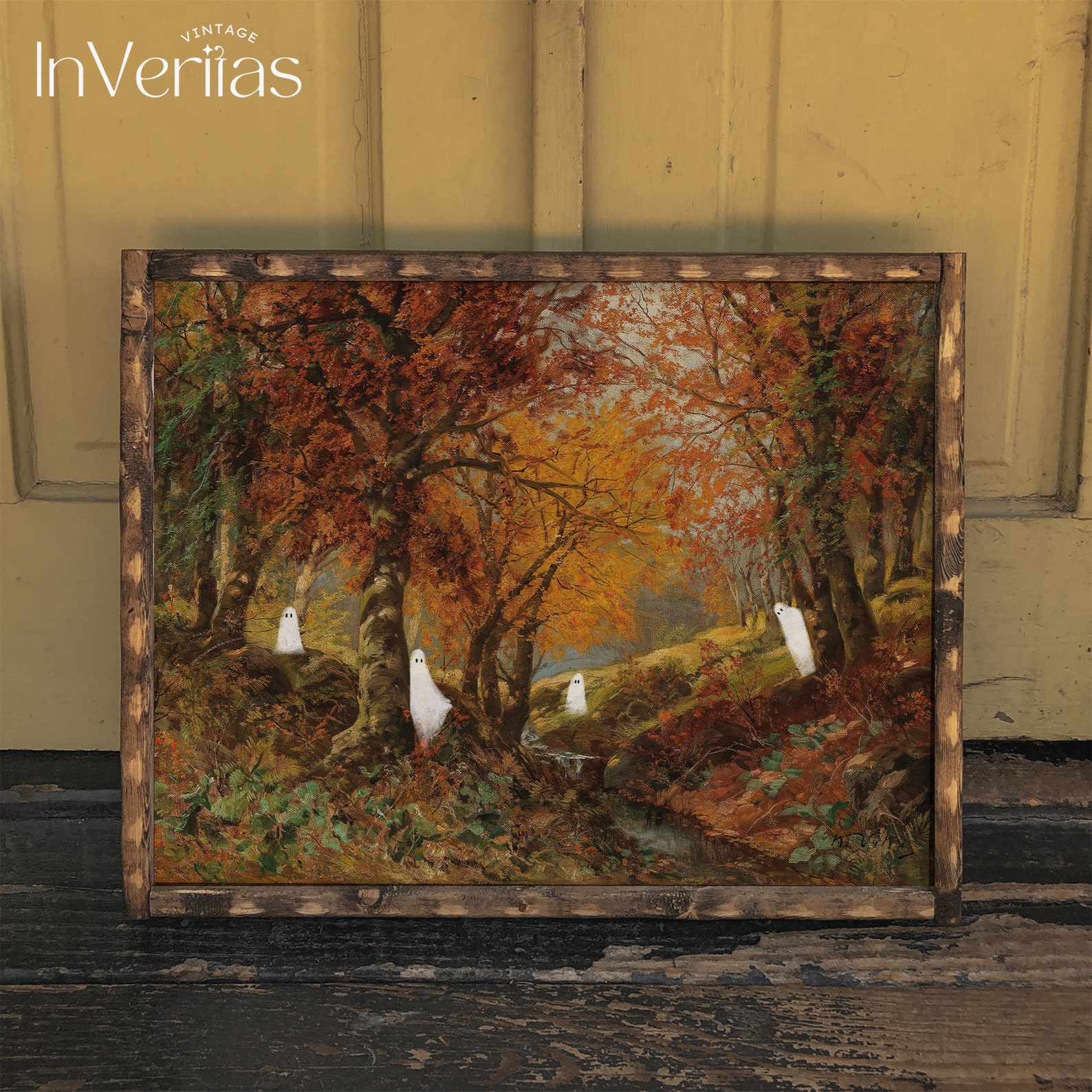 Gallery Wall Little Ghosts in Moody Vintage Autumn Landscapes | Set of ...