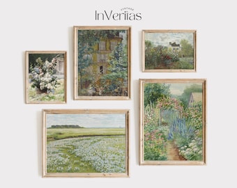 Vintage Summer Garden Gallery Wall | Vintage Country Wall Art Set of 5 | PRINTABLE | No. 161
