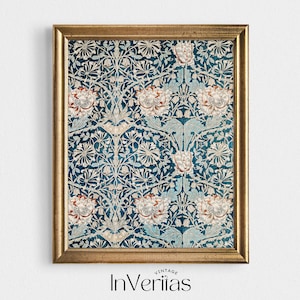 Blue Tapestry Wall Art | Antique Tapestry Print | Modern Farmhouse Style | PRINTABLE | No. 27