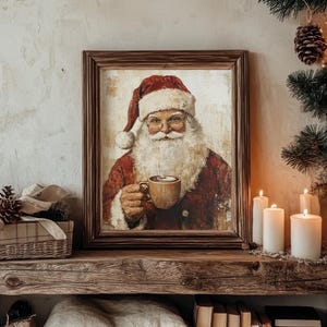 Impresión de café de Papá Noel / Decoración navideña de cabaña nostálgica / IMPRIMIBLE / N.º 740