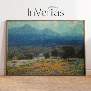 Vintage California Landscape Painting | Poppy Field Painting | Spring Wall Art | PRINTABLE | No. 69