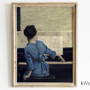 Vintage Woman Piano Painting | Elegant Wall Art | Music Wall Art | PRINTABLE | No. 84