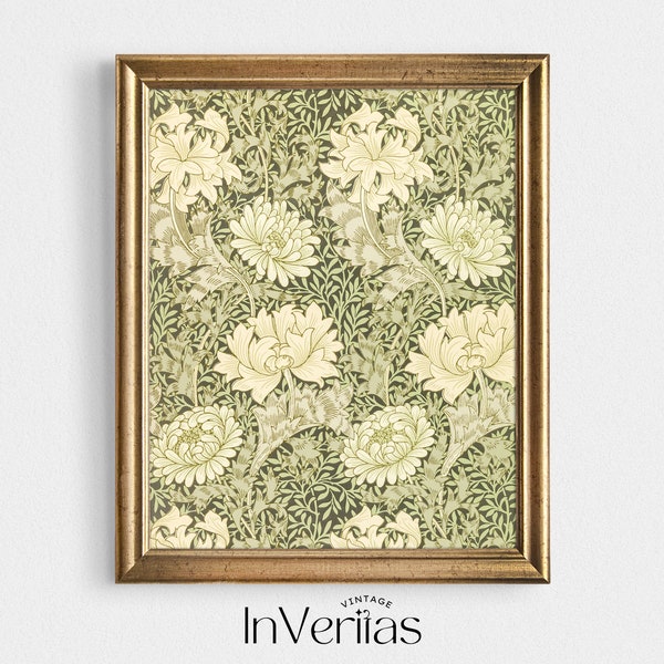 Antique Green Tapestry Wall Art | Vintage Textile Print | Floral Pattern Print | PRINTABLE | No. 32