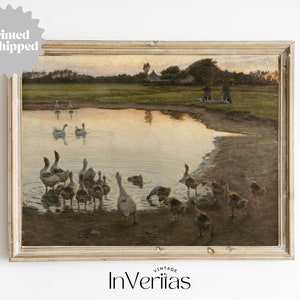 Farmhouse Geese Vintage Painting | Farmhouse Wall Decor | PRINTED AND SHIPPED | No. A152