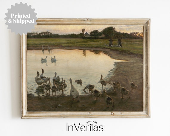 Farmhouse Geese Vintage Painting | Farmhouse Wall Decor | PRINTED AND SHIPPED | No. A152