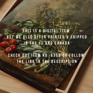 Kitchen Herbs Vintage Style Still Life Painting | Moody Farmhouse Kitchen Decor | PRINTABLE | No. 717 image 2