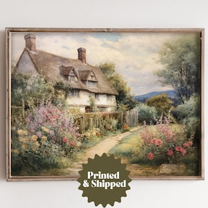 English Cottage Vintage Style Painting | Cottage Spring and Summer Decor | PRINTED AND SHIPPED | No. A250