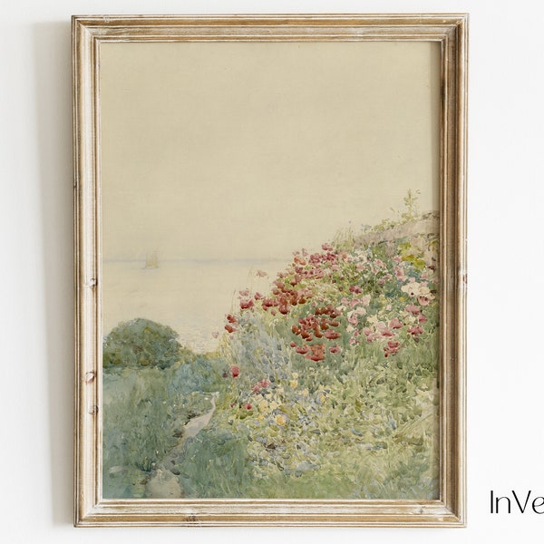 Seaside Vintage Painting | Poppies Print | Coastal Decor | PRINTABLE | No. 143