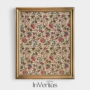 Vintage Textile Wall Art | Floral Pattern Print | French Antique Tapestry Art | PRINTABLE | No. 71