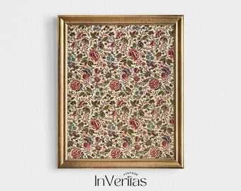 Vintage Textile Wall Art | Floral Pattern Print | French Antique Tapestry Art | PRINTABLE | No. 71
