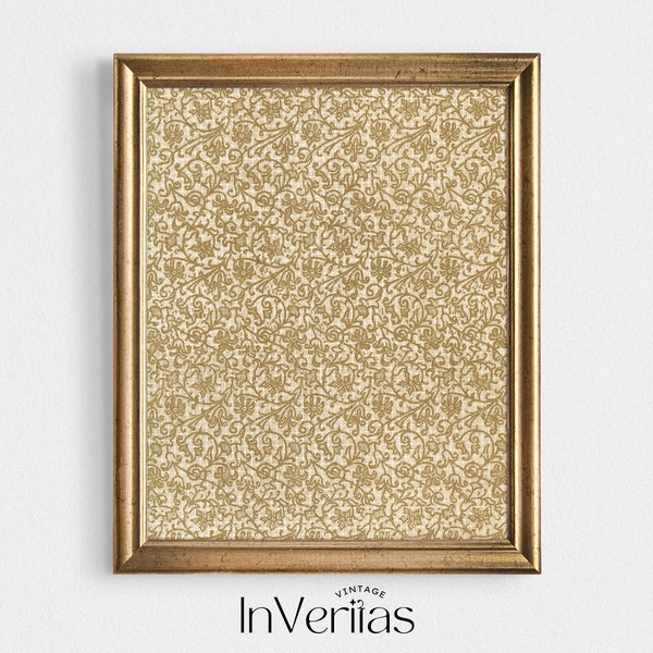 Muted Yellow Tapestry Wall Art | Vintage Textile Print | Floral Pattern | PRINTABLE | No. 26
