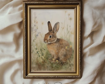 Little Rabbit Vintage Style Painting | Cottage Easter Decor | PRINTABLE | No. 621