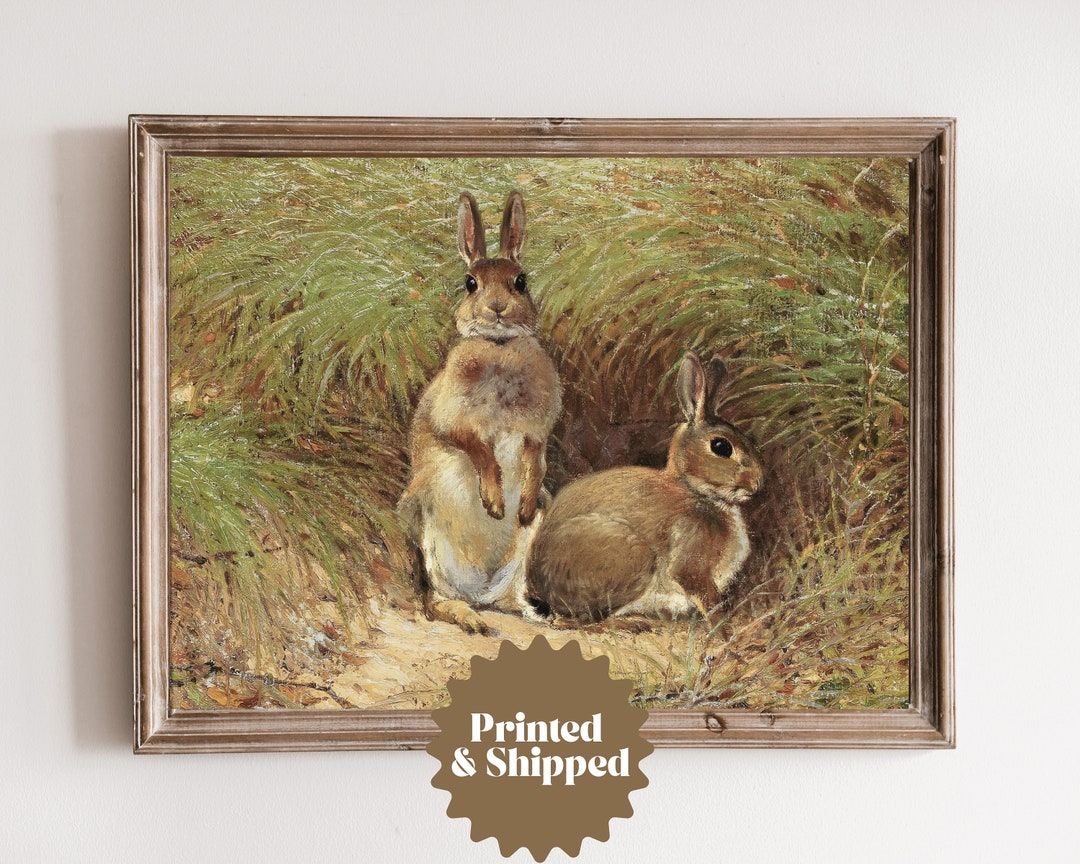 Vintage Rabbit Painting | Farmhouse Easter & Spring Decor | PRINTED AND ...