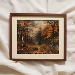 Moody Autumn Forest Painting Vintage Wall Art | Cottage Fall Decor ...