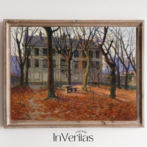 Haunted Mansion in Autumn Painting | Vintage Fall Decor | PRINTABLE | No. 200