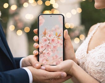 Cherry Blossom Wedding Video Invitation: Pink Blush Digital Video Invite (Instant Download)