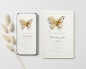 Luxury Butterfly Bridal Shower Invitation Template: Elegant Invite (Digital Download)