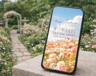 Rose Garden Wedding Video Invitation: Editable Floral Save The Date Template (Phone Evite, Canva Edit)