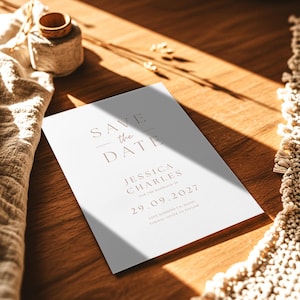 Minimal Floral Save the Date Invitation: Editable Wedding Announcement (Free Digital E-vite Canva Template)