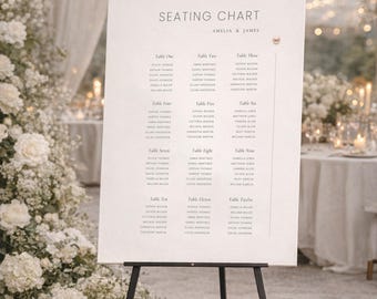 Pearl Wedding Seating Chart, Minimalist Table Plan (Digital Download, Canva Template) - AMELIA