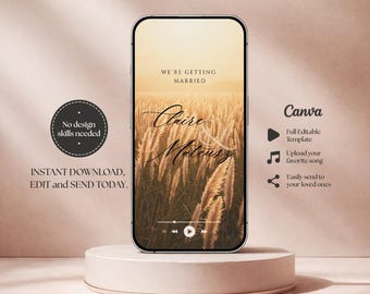 Invitación de video elegante para boda en la Pampa: Invitación móvil para guardar la fecha en la Pampa (plantilla digital)