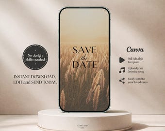 Invitación electrónica móvil para reservar la fecha: Invitación electrónica de boda Pampas (descarga digital)