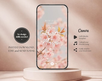 Invitación de video elegante con diseño de flores de cerezo: Invitación de video digital en tonos rosa empolvado (descarga instantánea)