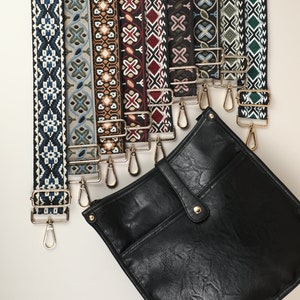 Crossbody Shoulder Bag for Women, Leather Bag for Women with extra Patterned Straps, Leather Fanny Pack for Girlfriend, gift for her
